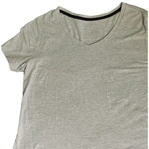 Time and Tru T-Shirt V Neck Gray Stretch Soft Cotton L 12 14 Womens Athleisure